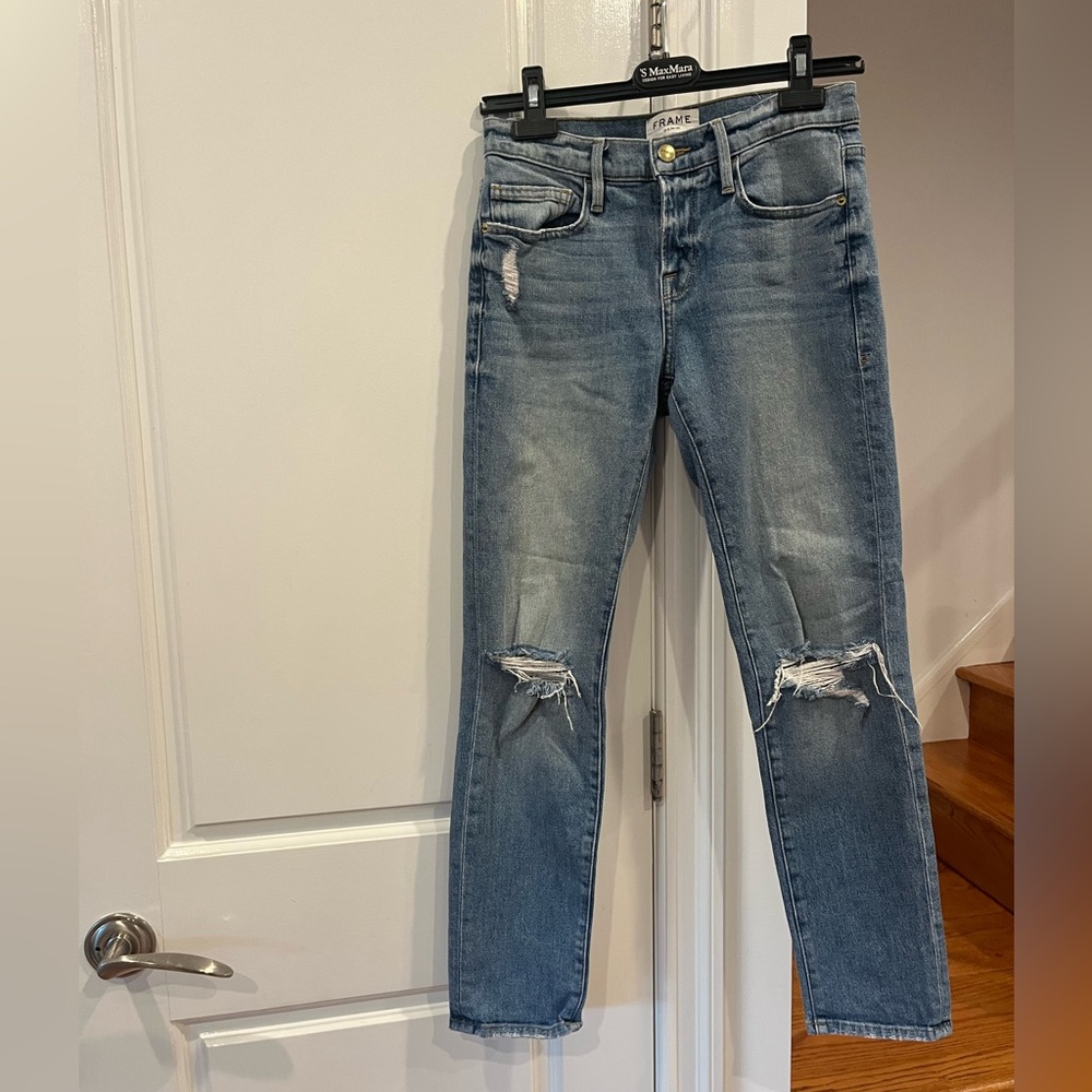 Frame Denim Light Blue Distressed Jeans
